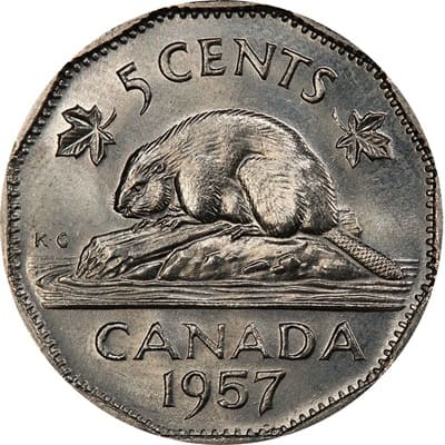 Elizabeth II 1957 Five Cent Value