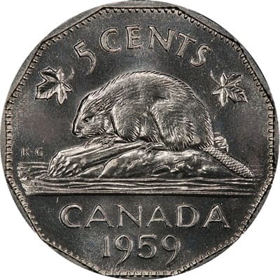 Elizabeth II 1959 Five Cent Value