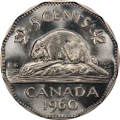 Elizabeth II 1960 Five Cent Value