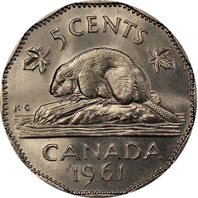 Elizabeth II 1961 Five Cent Value