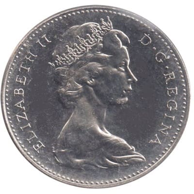 Reverse: Canadian Canadian 1966 Five Cent Value