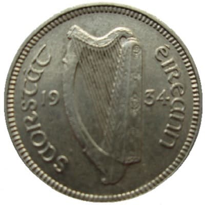 Irish Free State 1934 Threepence Value