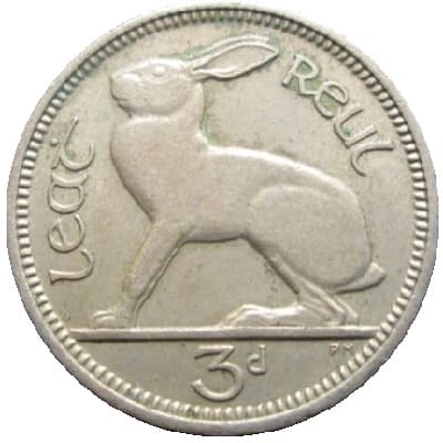 Eire 1948 Threepence Value