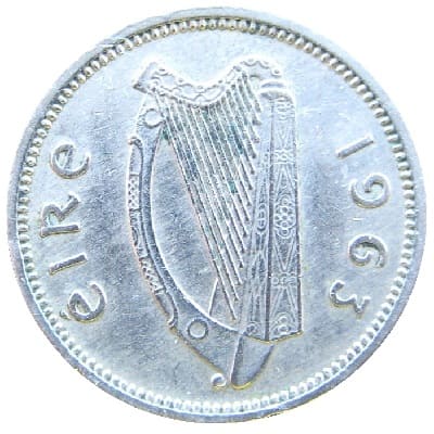 Eire 1963 Threepence Value