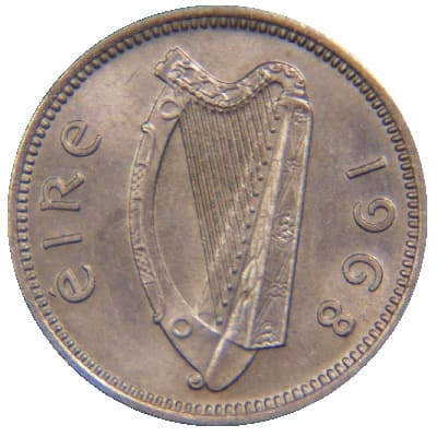 Eire 1968 Threepence Value