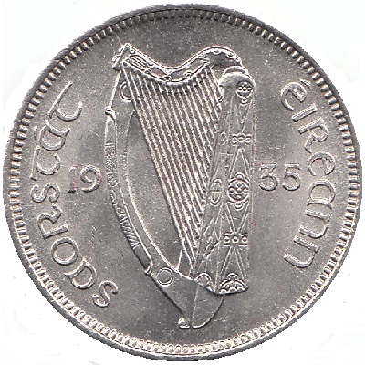 Irish Free State 1935 Sixpence Value