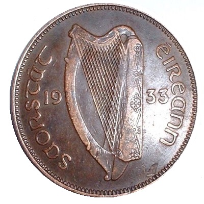 Irish Free State 1933 Half Penny Value