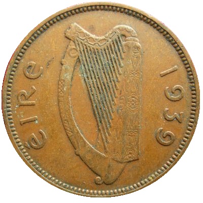 Eire 1939 Half Penny Value