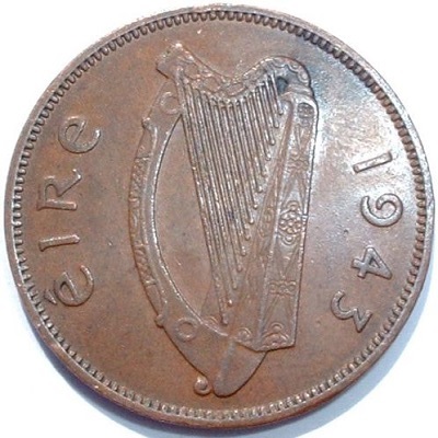 Eire 1943 Half Penny Value