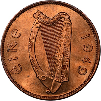 Eire 1949 Half Penny Value