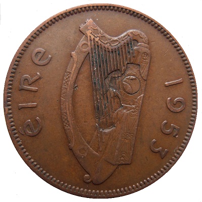 Eire 1953 Half Penny Value