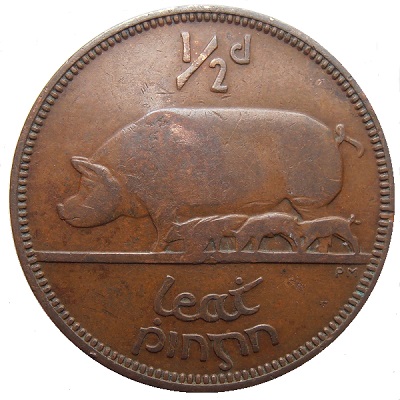 Eire 1953 Half Penny Value