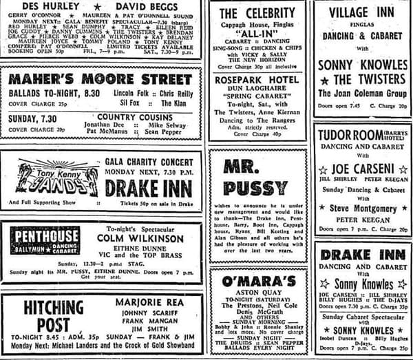 Finglas 1972 Ad - Dancing & Cabaret, Dublin, Ireland