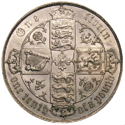 1884 Two Shillings Value