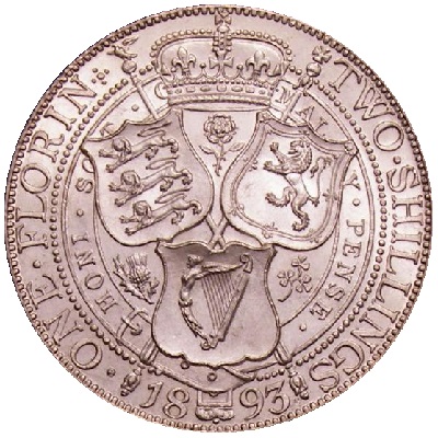 1893 Two Shillings Value