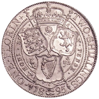 1895 Two Shillings Value