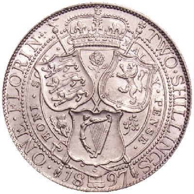 1897 Two Shillings Value