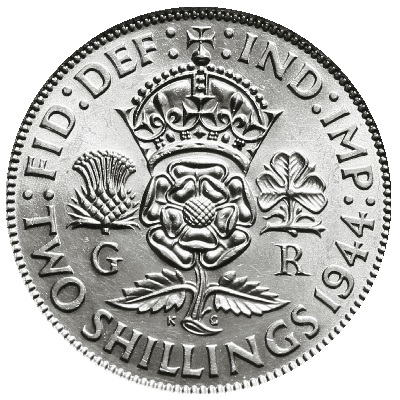 1944 Two Shillings Value