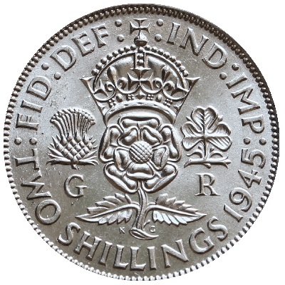 1945 Two Shillings Value