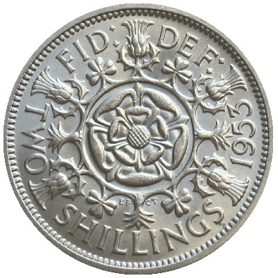 1953 Two Shillings Value