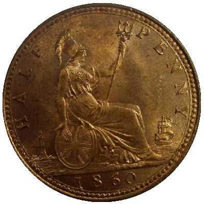1860 UK Half Penny Value