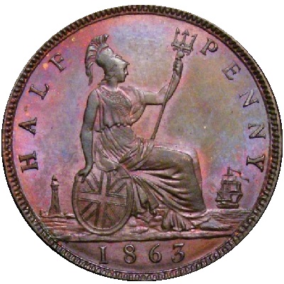 UK Halfpenny 1863 Value