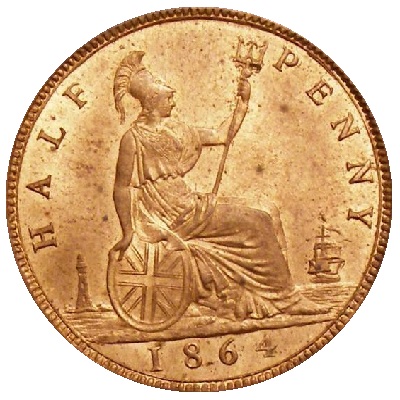 UK Halfpenny 1864 Value