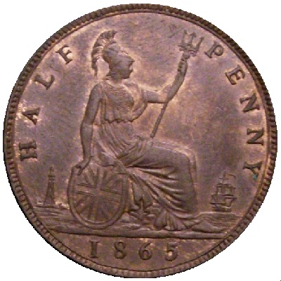 UK Halfpenny 1865 Value