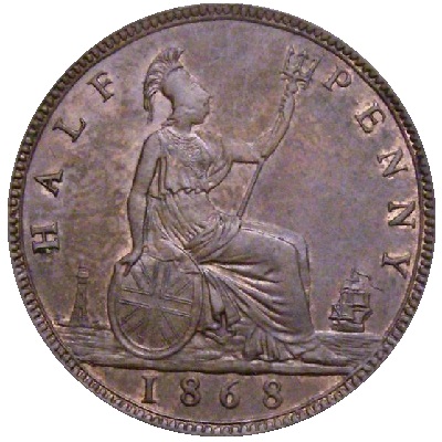 UK Halfpenny 1868 Value