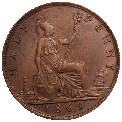 UK Halfpenny 1869 Value