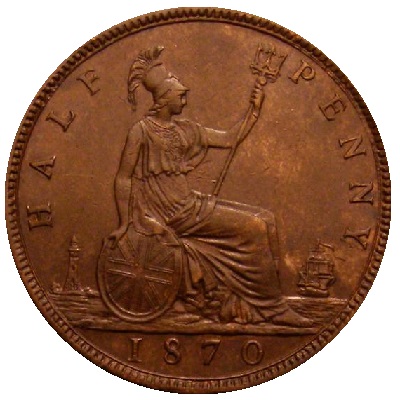UK Halfpenny 1870 Value