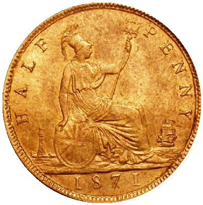 1871 UK Half Penny Value