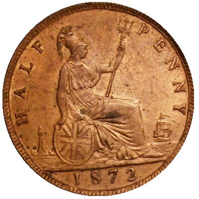 1872 UK Half Penny Value