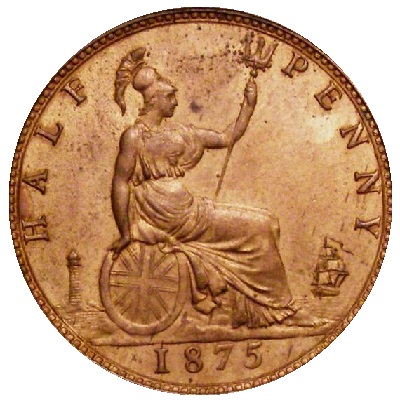 UK Halfpenny 1875 Value