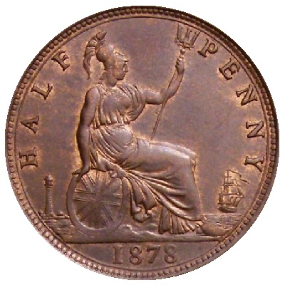1878 UK Half Penny Value