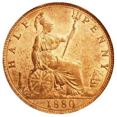 1880 UK Half Penny Value