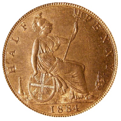 1884 UK Half Penny Value