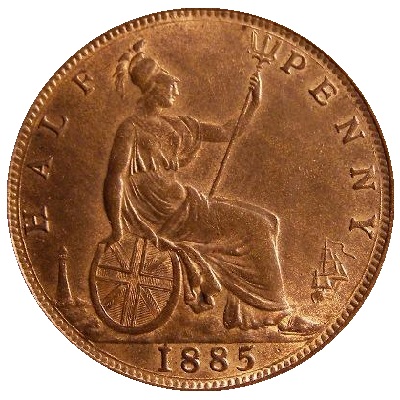 1885 UK Half Penny Value
