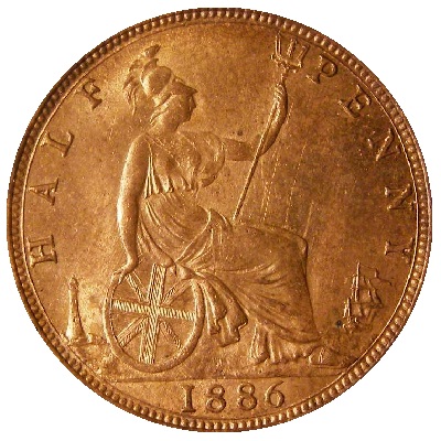1886 UK Half Penny Value