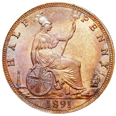 1891 UK Half Penny Value