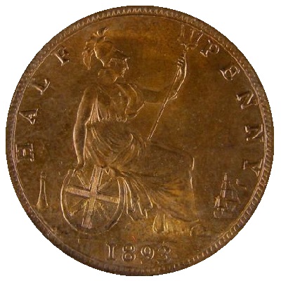 1893 UK Half Penny Value
