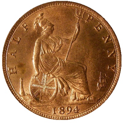 1894 UK Half Penny Value