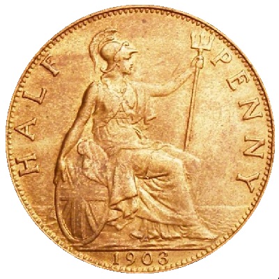 1903 UK Half Penny Value