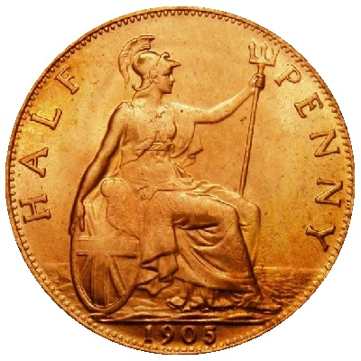 1905 UK Half Penny Value