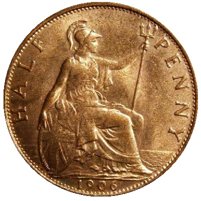 1906 UK Half Penny Value