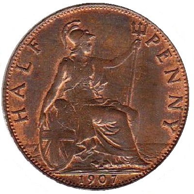 1907 UK Half Penny Value