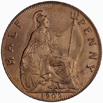 1909 UK Half Penny Value