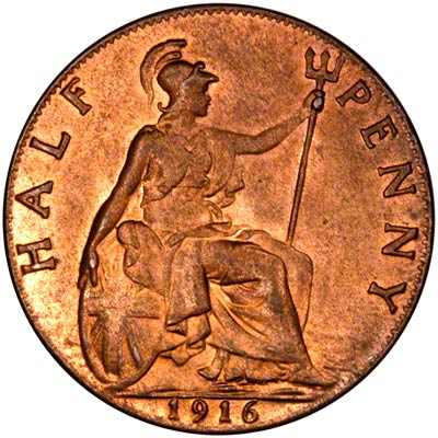 1916 UK Half Penny Value