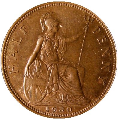 1930 UK Half Penny Value