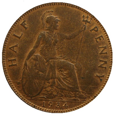 1934 UK Half Penny Value